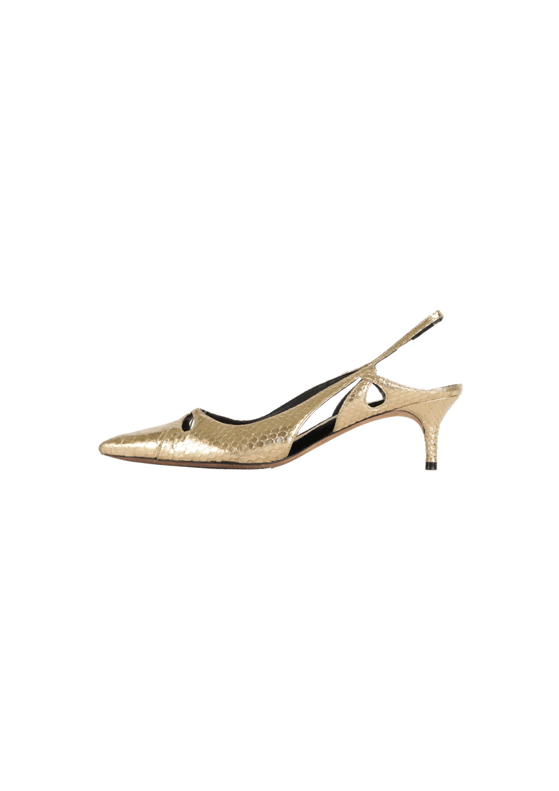 SNAKESKIN SLINGBACK PUMPS 35