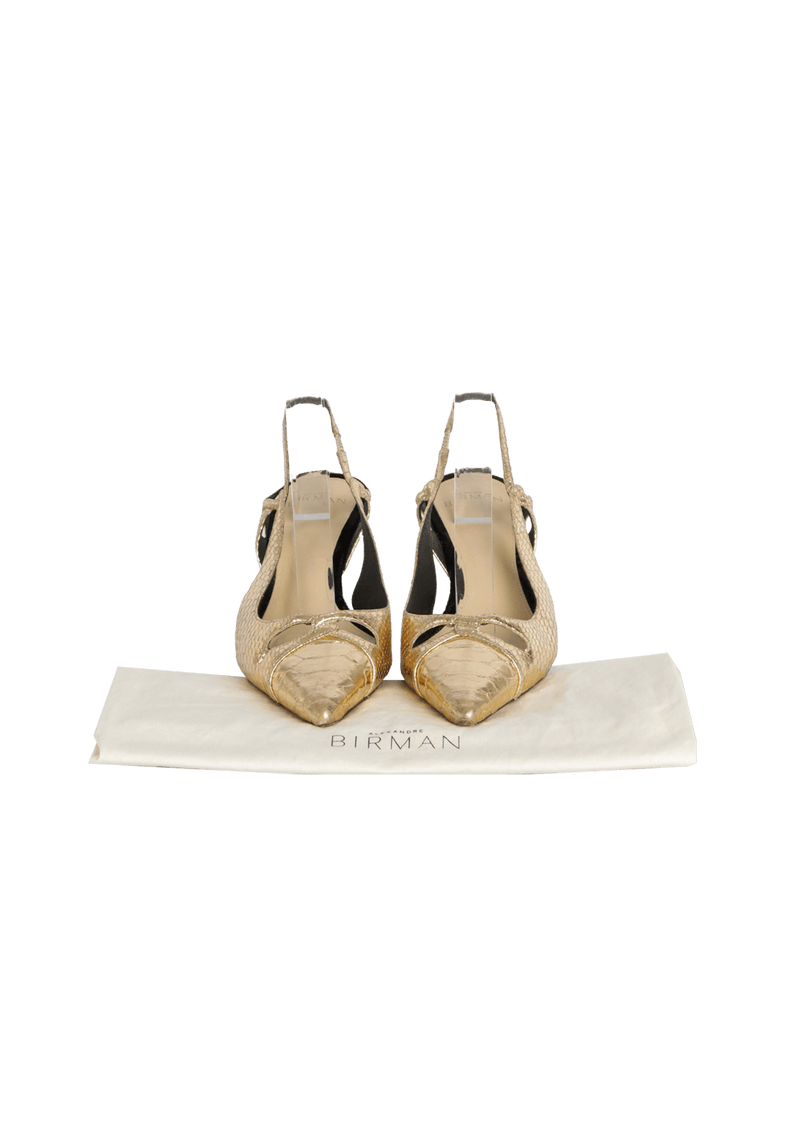 SNAKESKIN SLINGBACK PUMPS 35