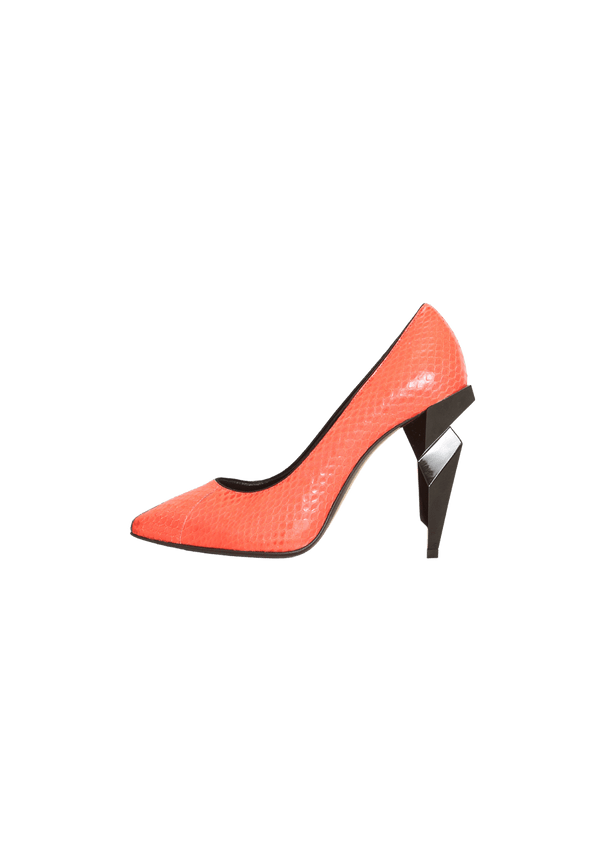 PYTHON DIAMOND HEEL PUMPS 37.5