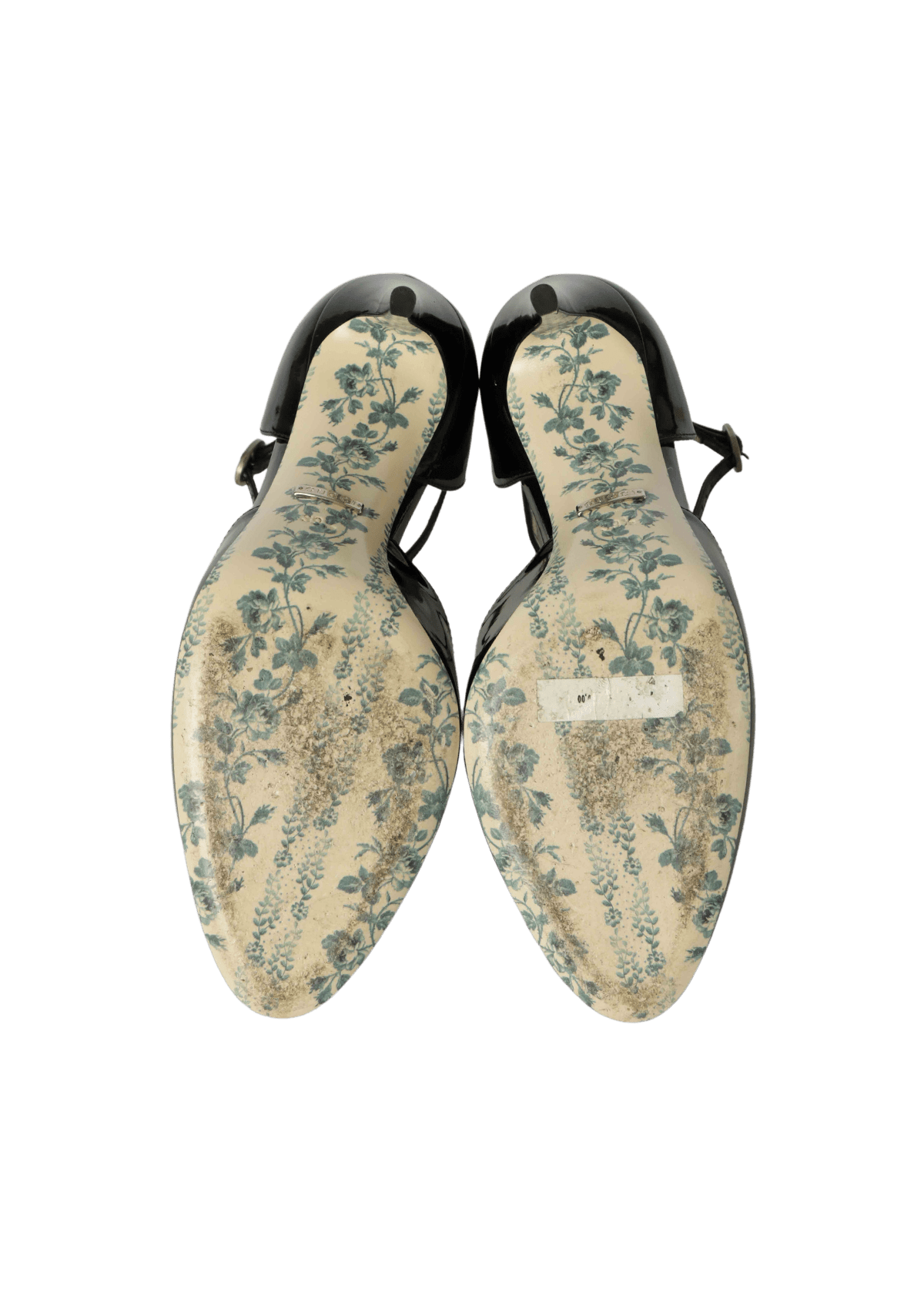 PUMPS GUCCI PATENT DAISY ANKLE STRAP D ORSAY 38.5 PRETO ORIGINAL Gringa