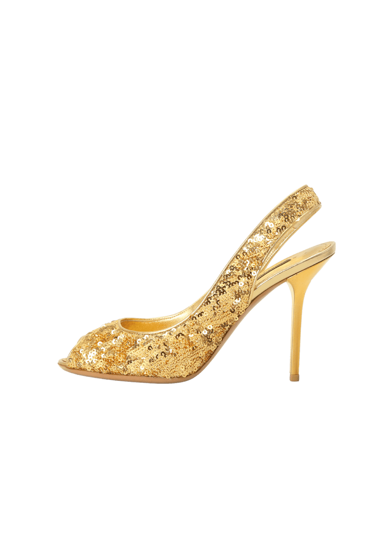 SEQUIN SLINGBACK PUMPS 34.5