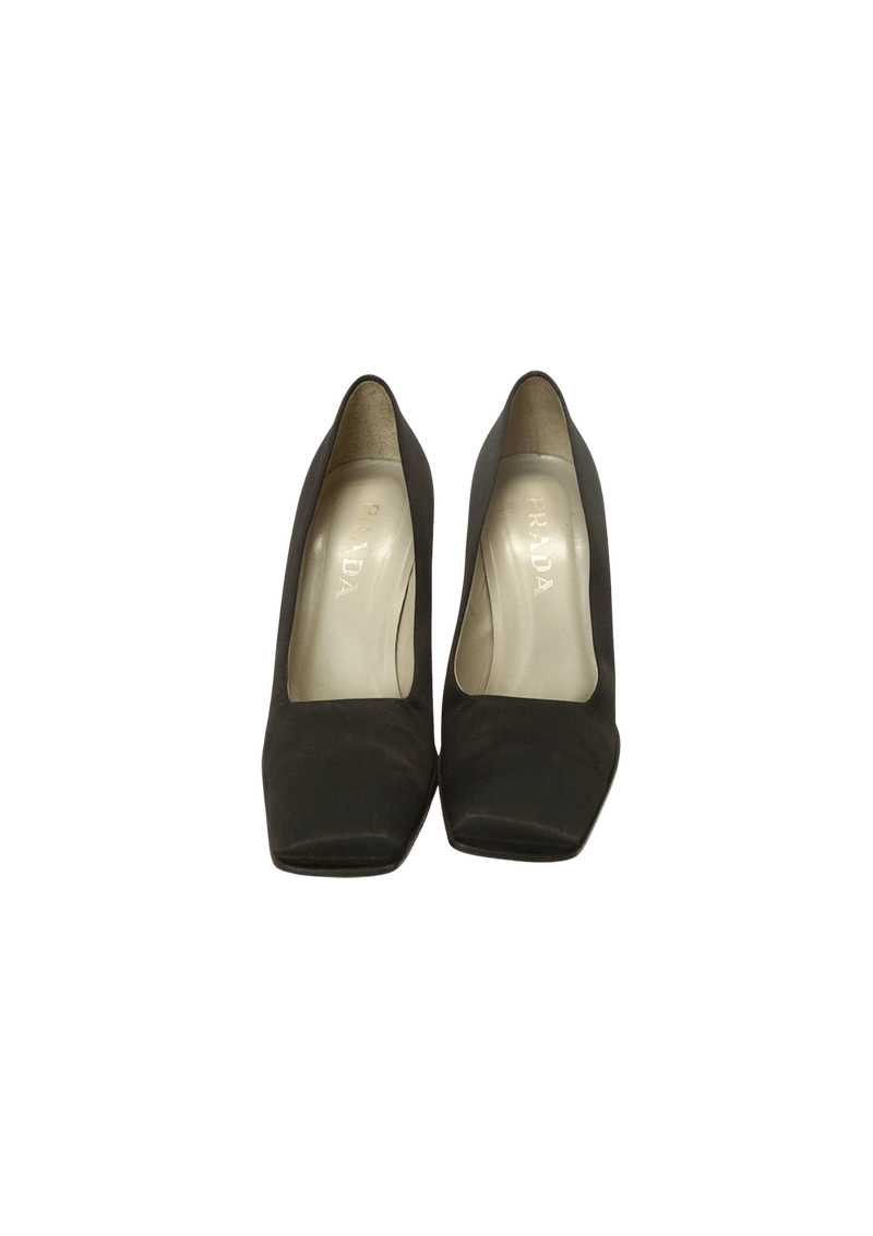 SATIN SQUARE TOE PUMPS 36.5