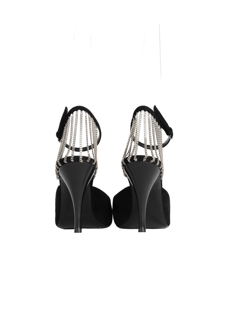 SUEDE CHAIN PUMPS 36