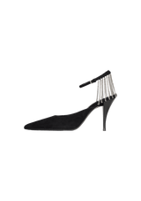 SUEDE CHAIN PUMPS 36