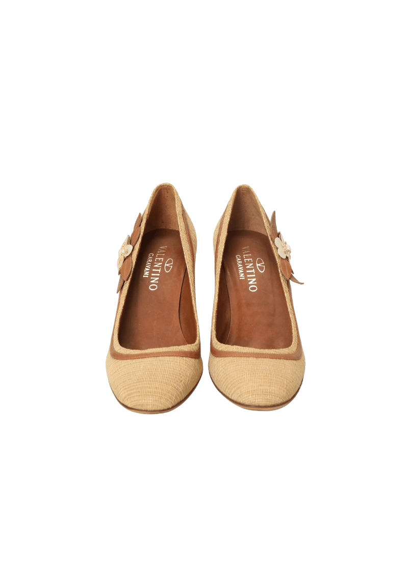 RAFFIA FLOWER PUMPS 38