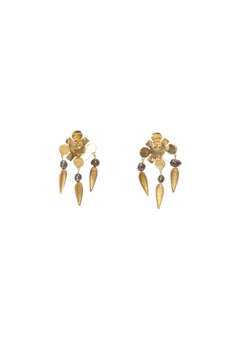 MULTI STONE FLOWER EARRINGS