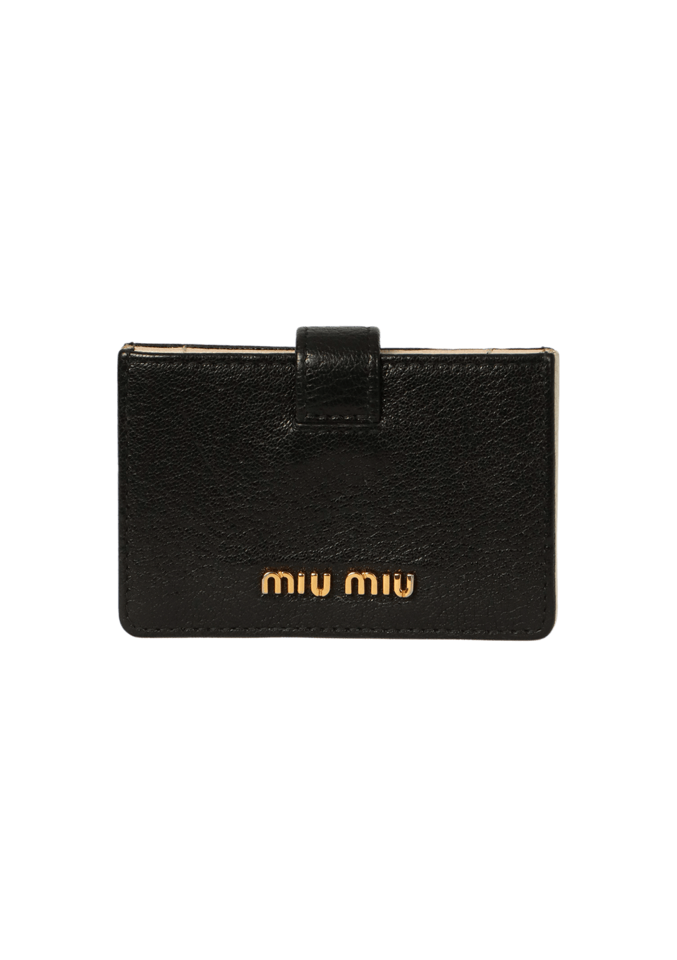 miu_k0119 Porta Cartão Miu Miu Madras Card Holder Preto Original – Gringa