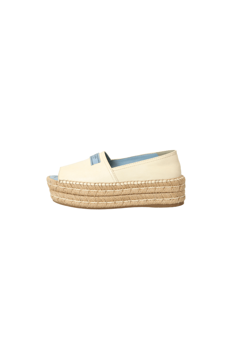 LEATHER OPEN TOE ESPADRILLES 34