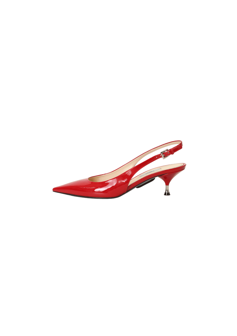 PATENT LEATHER SLINGBACK PUMPS 36