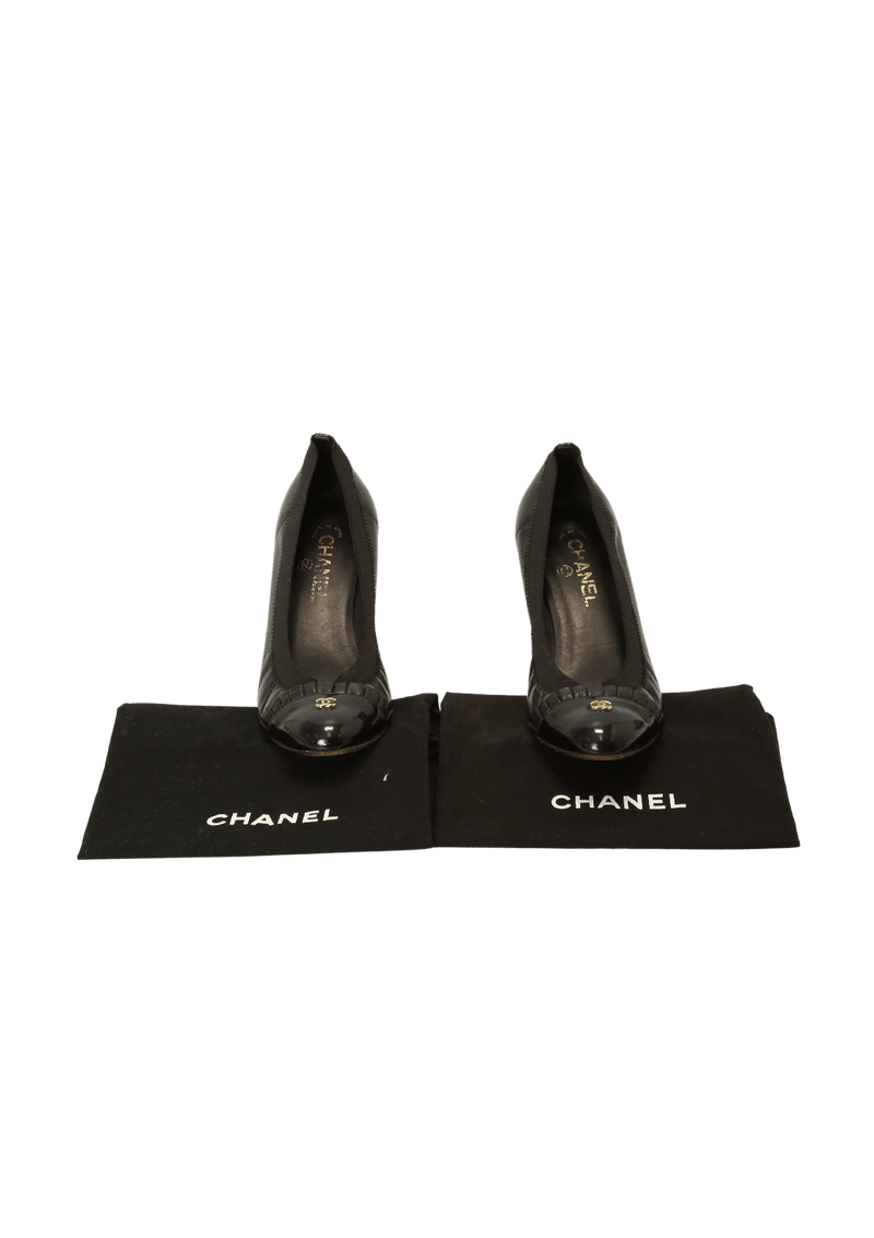 CC RUFFLE CAP-TOE ELASTIC PUMPS 36