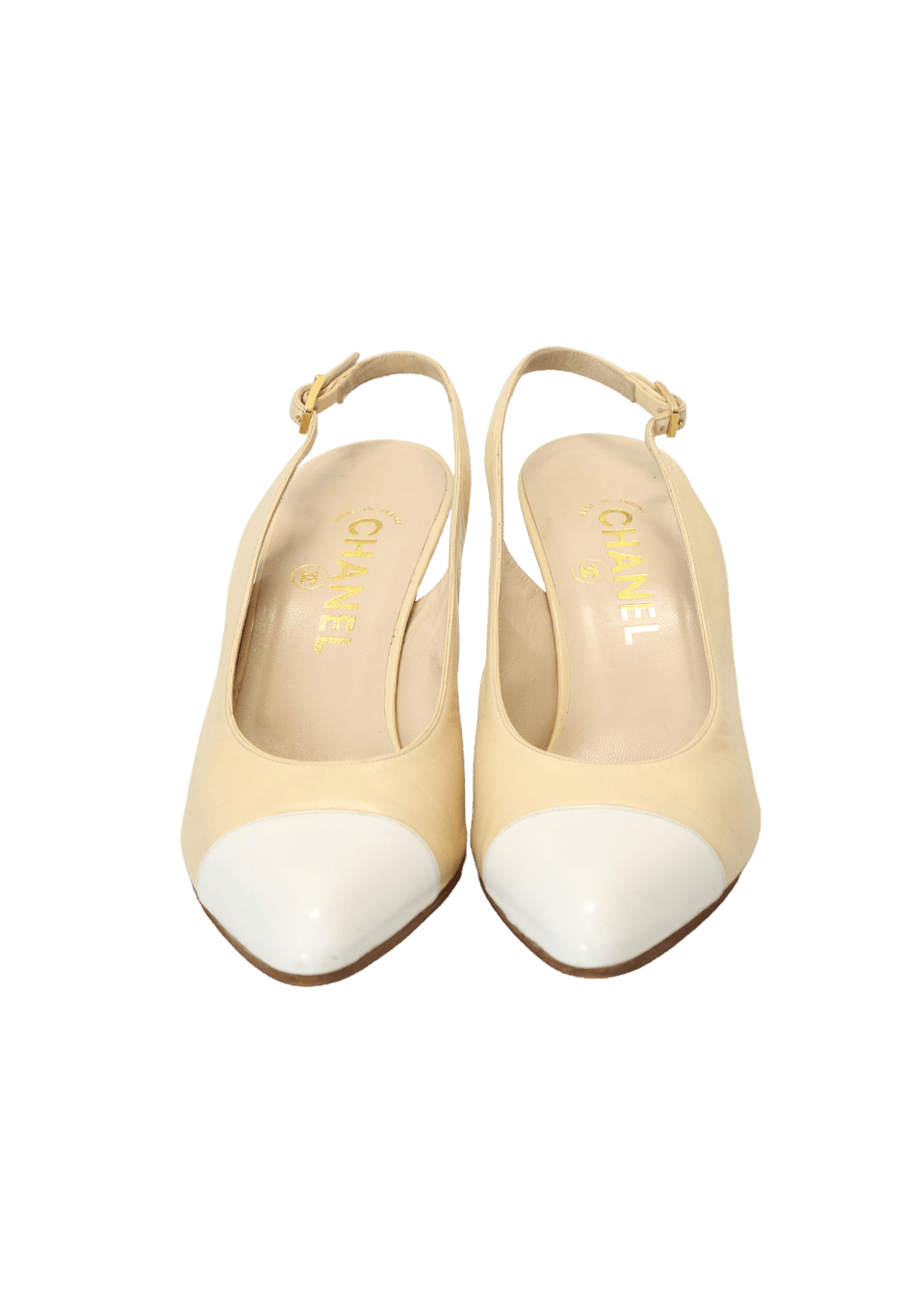靴 Vintage Chanel Travel Ligne Pumps 36 Pumps Chanel Vintage Interlocking CC Logo Slingback 37 Bege
