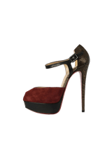 BURGUNDY SUEDE PLATFORM PUMPS 34.5