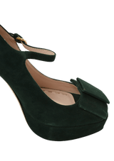 SUEDE BOW PUMPS 36