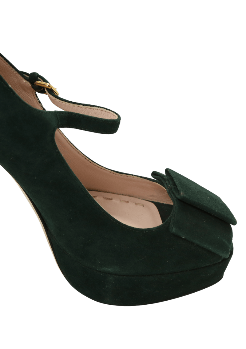 SUEDE BOW PUMPS 36