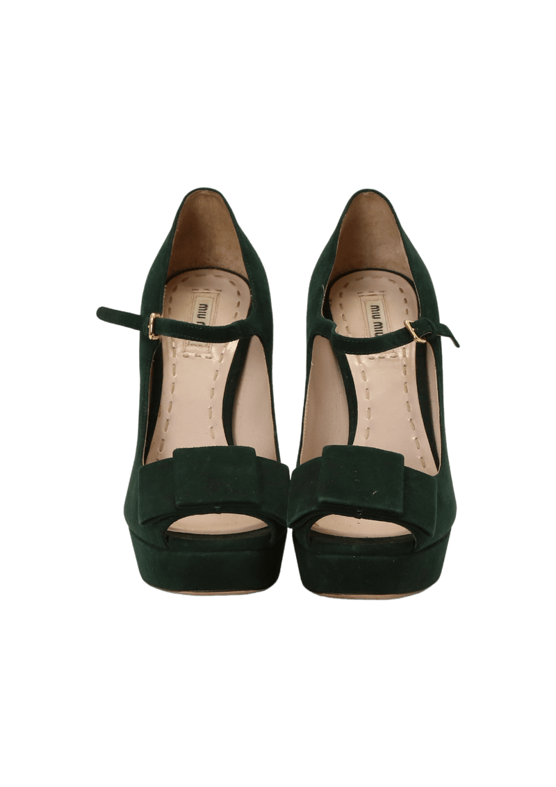 SUEDE BOW PUMPS 36