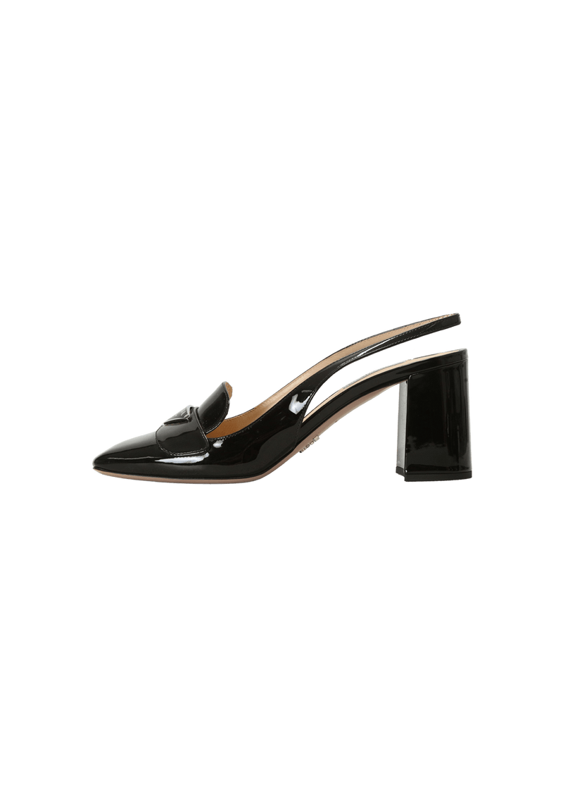 PATENT LEATHER SLINGBACK PUMPS 38