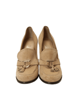SUEDE TASSEL PUMPS 37.5