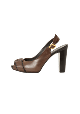 LEATHER SLINGBACK PEEP TOE 35