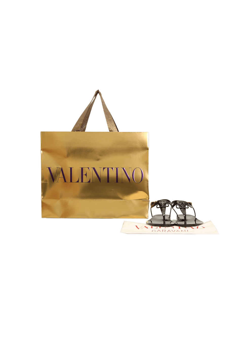 RASTEIRA VALENTINO VLOGO T-STRAP SANDALS 37 PRETO ORIGINAL – Gringa