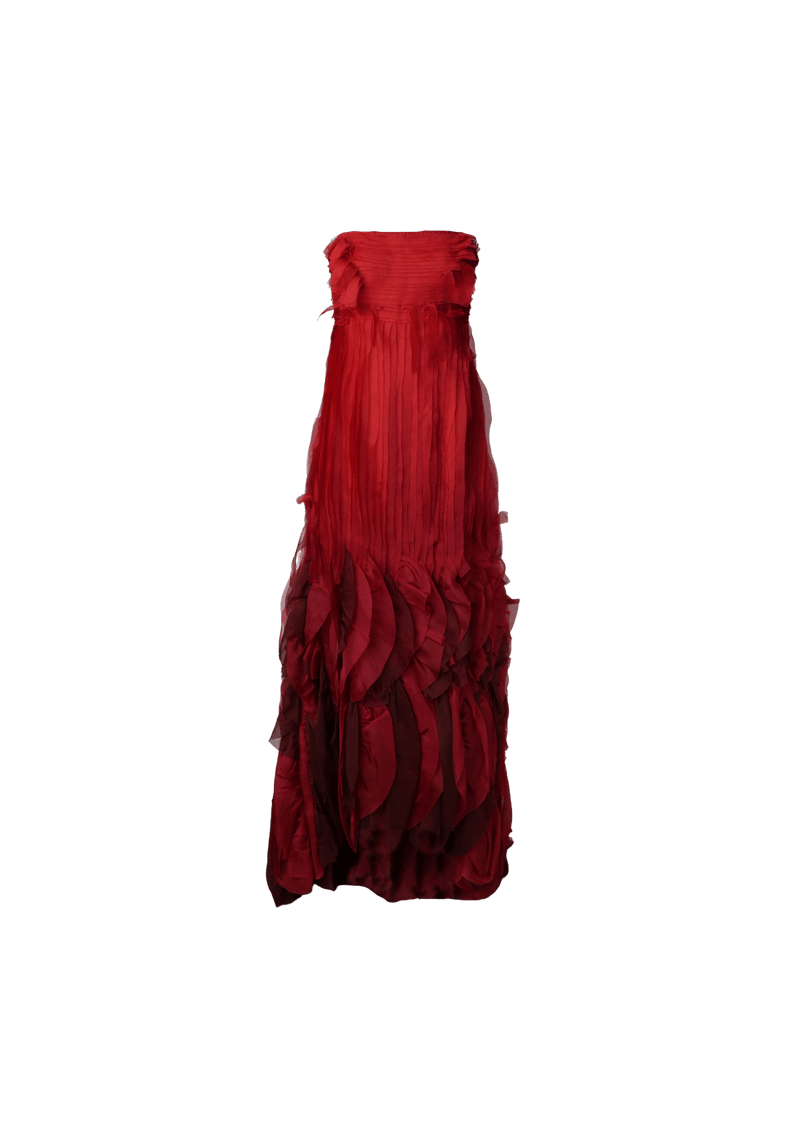 STRAPLESS LAYERED SILK DRESS P