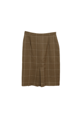 PLAID WOOL SKIRT 36