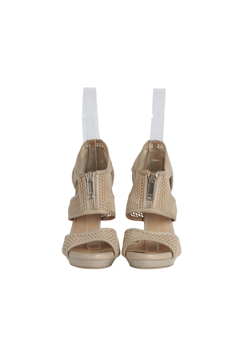 LEATHER MESH SANDALS 38