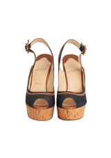 CORK WEDGE DENIM SANDALS 37