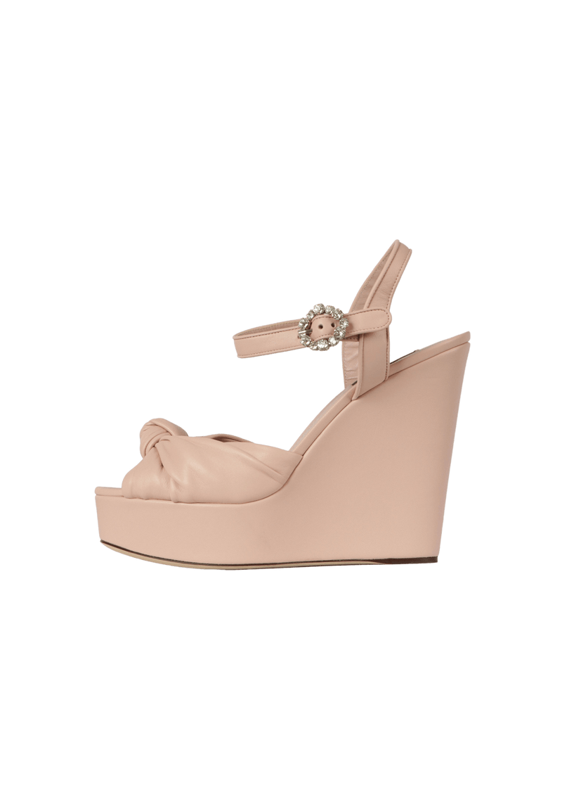 CRYSTAL WEDGE LEATHER SANDALS 38