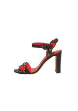 EMBOSSED FLORAL SANDALS 38
