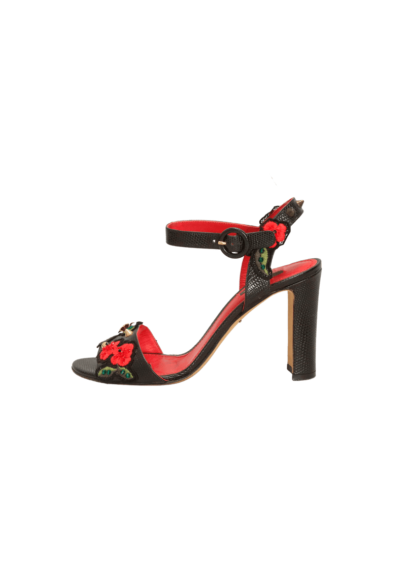 EMBOSSED FLORAL SANDALS 38