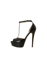 LEATHER T-STRAP SANDALS 37