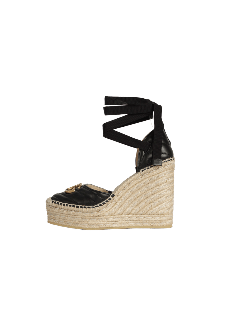 GG MARMONT WRAP PLATFORM ESPADRILLE WEDGES 36.5