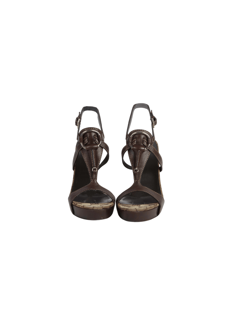 HORSEBIT T STRAP LEATHER SANDALS 35.5