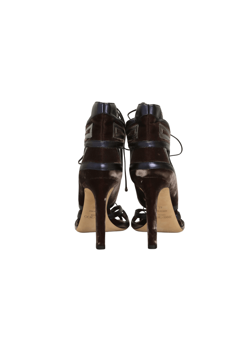 DENNEY 100 MINK LACE UP SANDALS 38