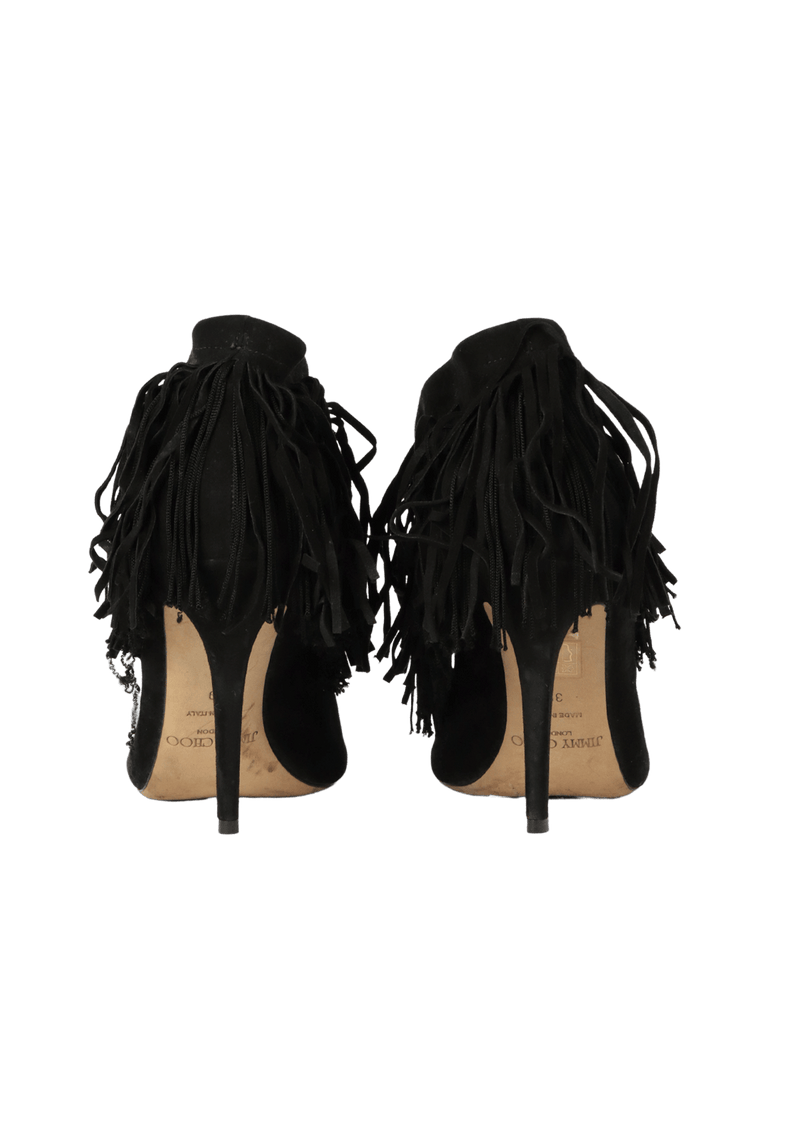 FRINGE OPEN TOE ANKLE BOOTS  37