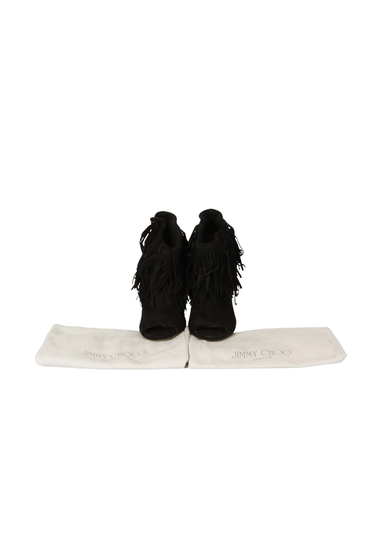 FRINGE OPEN TOE ANKLE BOOTS  37