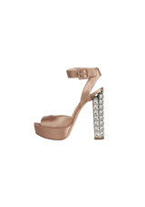 T-STRAP SATIN CRYSTAL SANDALS 34.5