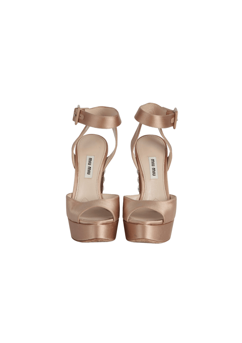 T-STRAP SATIN CRYSTAL SANDALS 34.5