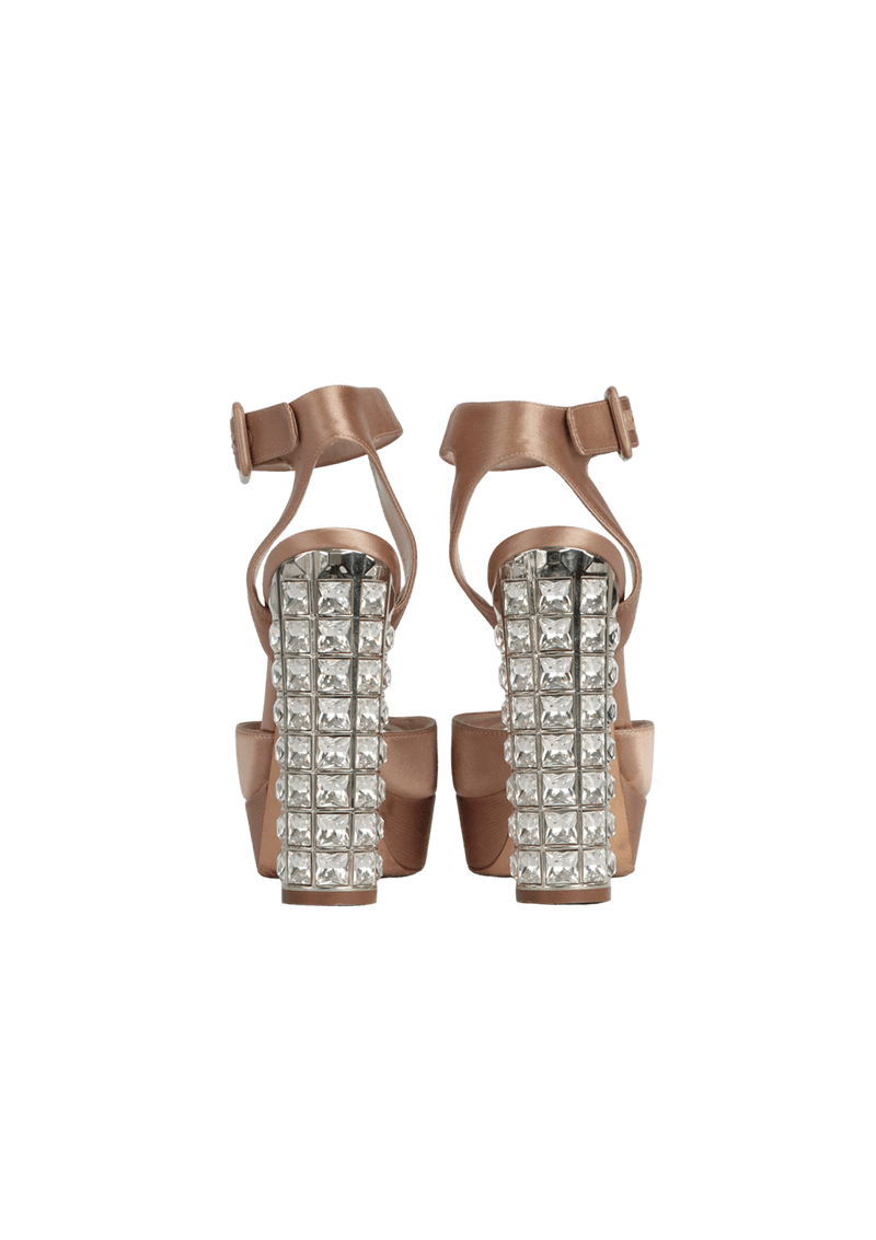 T-STRAP SATIN CRYSTAL SANDALS 34.5