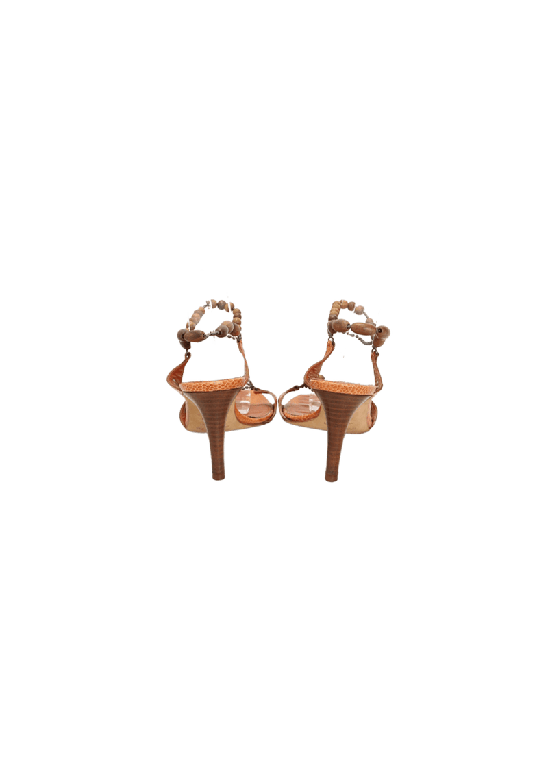 EMBOSSED LEATHER BEADED SANDALS 37