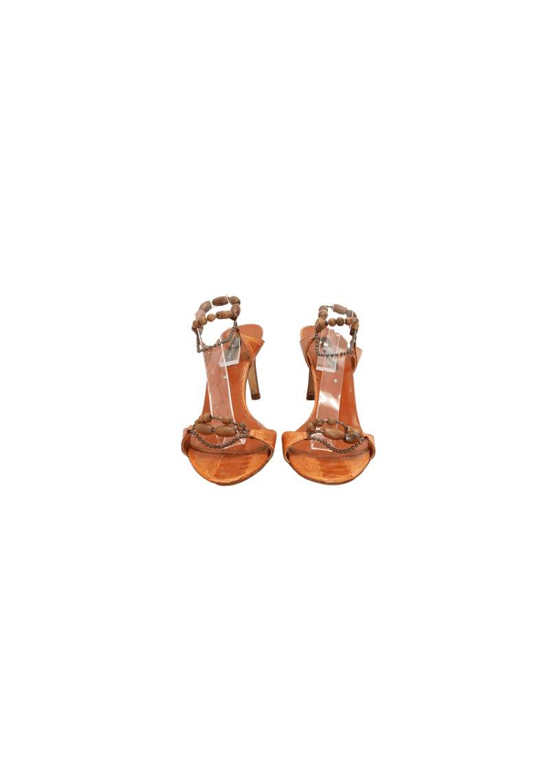 EMBOSSED LEATHER BEADED SANDALS 37