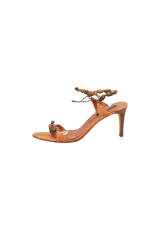 EMBOSSED LEATHER BEADED SANDALS 37