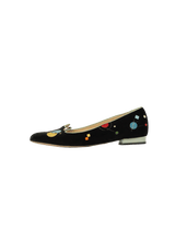 ABSTRACT KITTY VELVET FLATS 38.5