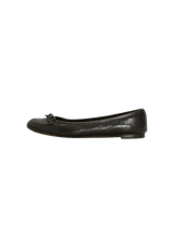 LEATHER INTERLOCKING G BOW BALLET FLATS 37.5