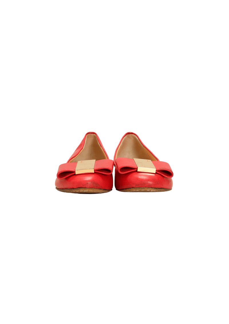 LEATHER BOW BALLET FLATS 35