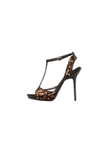 ANIMAL PRINT T-STRAP SANDALS 35