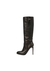 CHECK LEATHER BOOTS 36