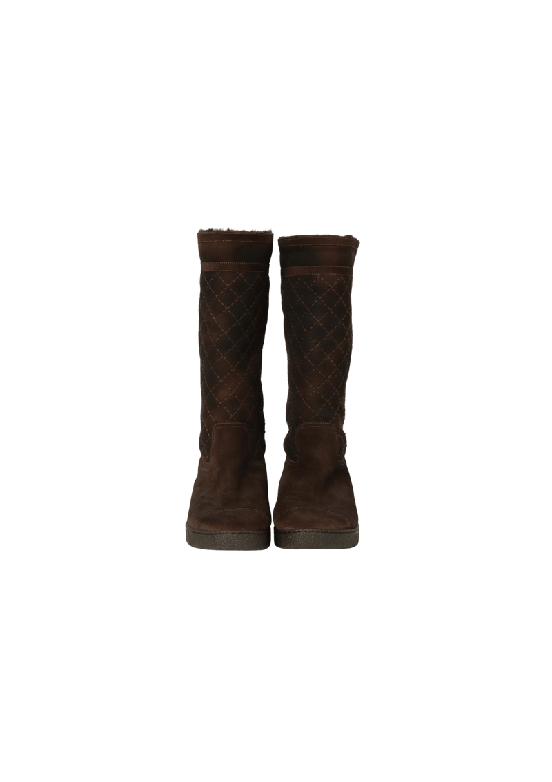 CC EMBROIDERED SUEDE SHEARLING BOOTS 38.5