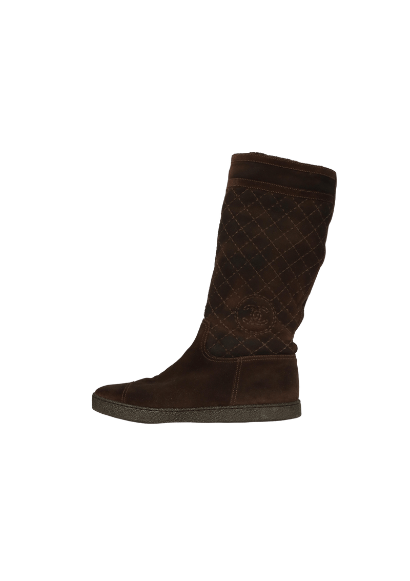 CC EMBROIDERED SUEDE SHEARLING BOOTS 38.5