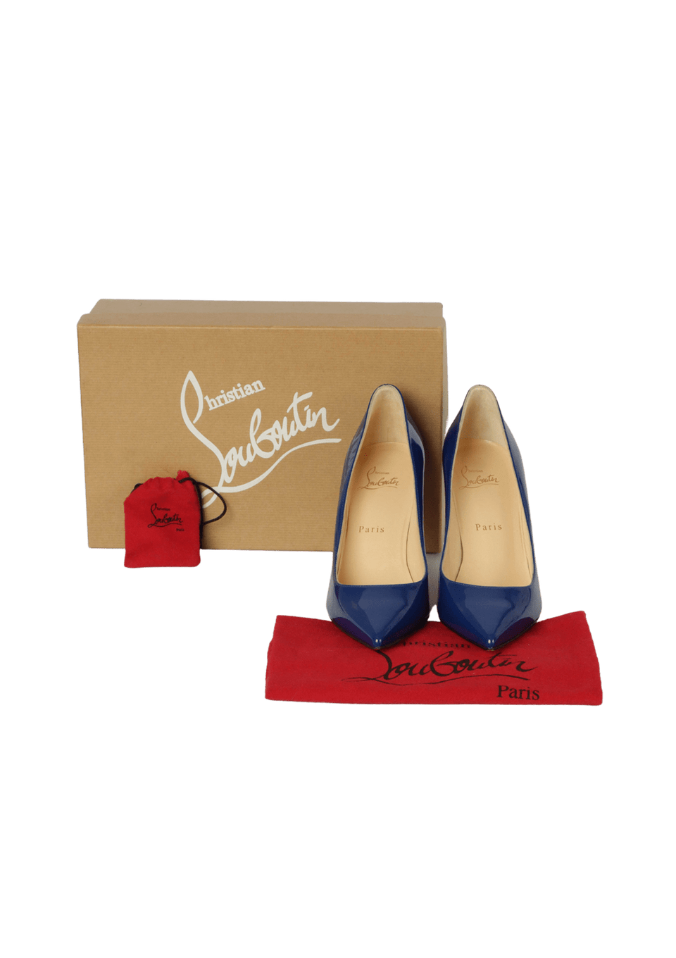 SCARPIN CHRISTIAN LOUBOUTIN PATENT DECOLTISH 85 PUMPS 36 AZUL